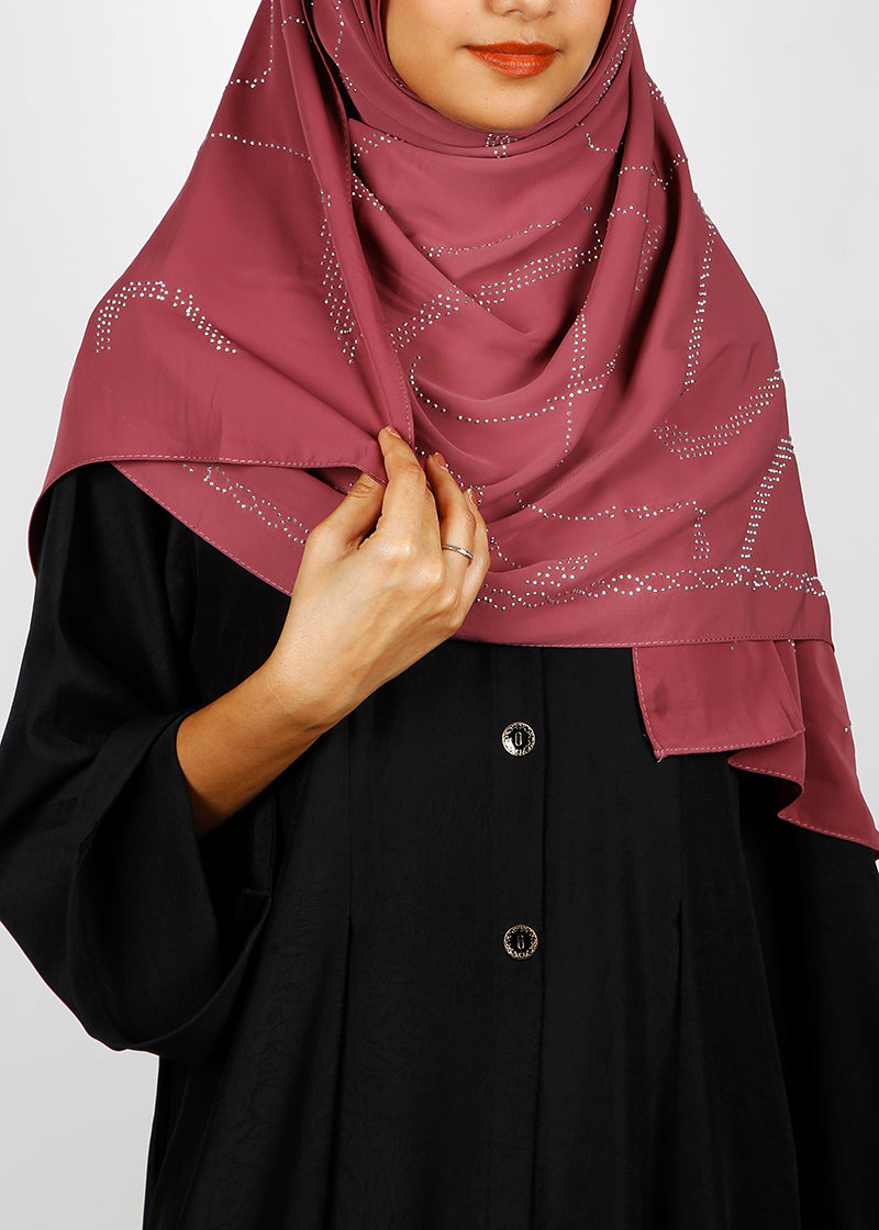 BeingMuslims Chic Diamond Work Chiffon Brick Red Hijab