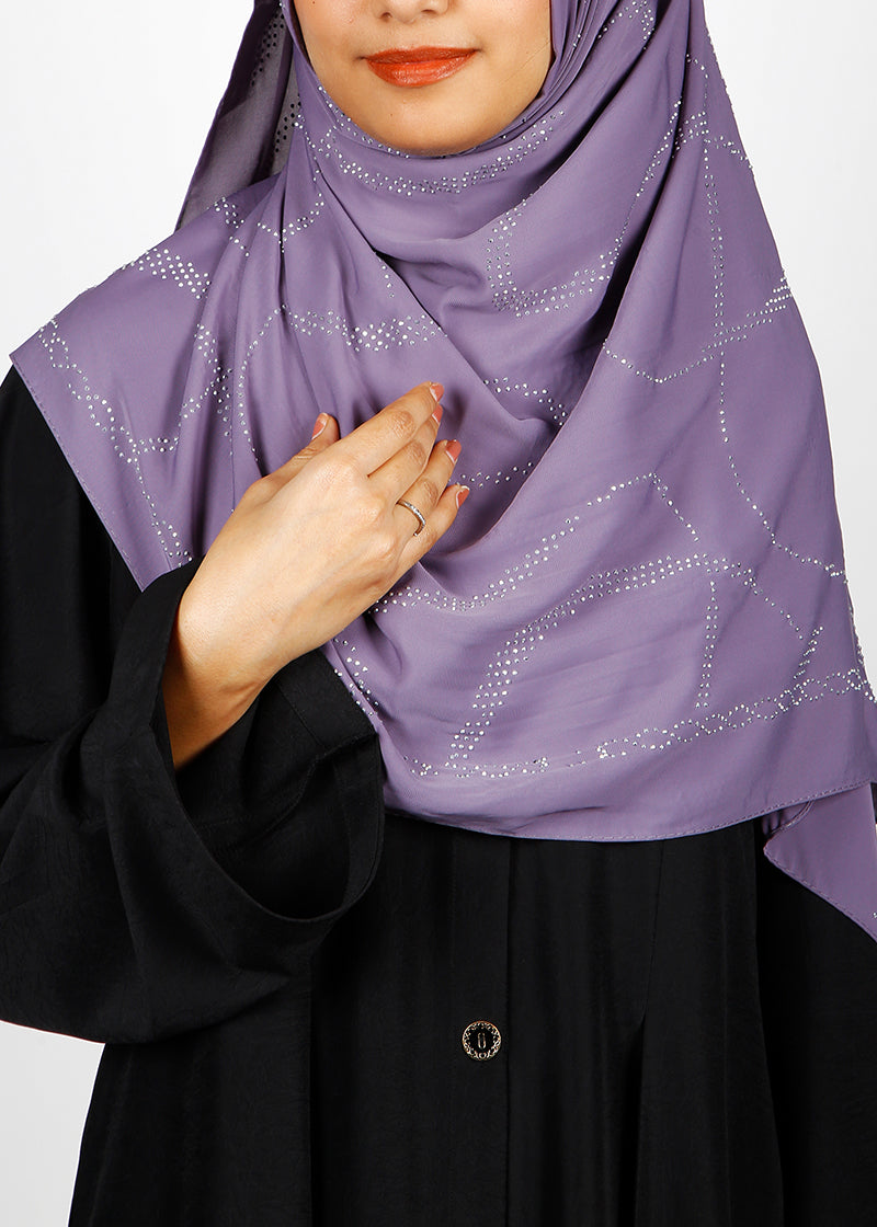 BeingMuslims Chic Diamond Work Chiffon Lavender Hijab