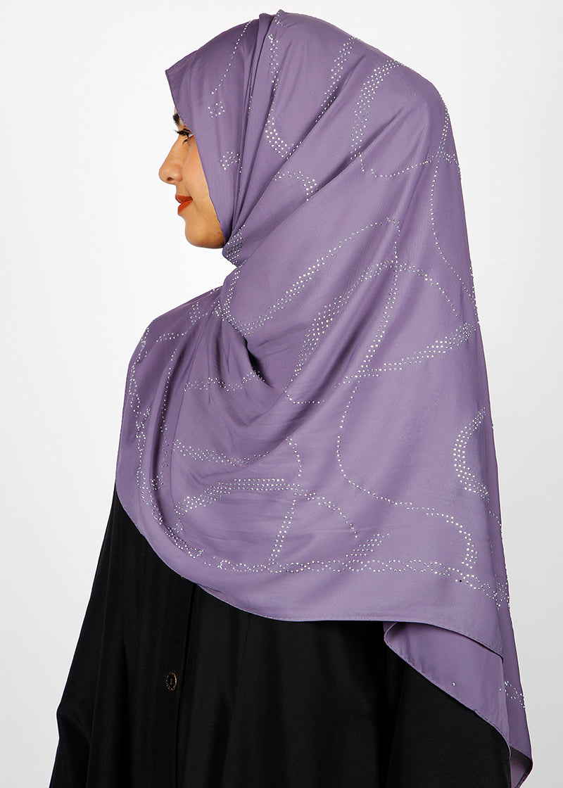 BeingMuslims Chic Diamond Work Chiffon Lavender Hijab