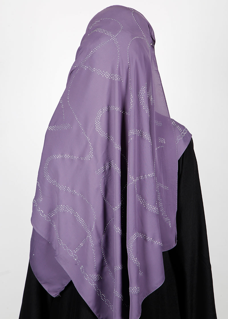 BeingMuslims Chic Diamond Work Chiffon Lavender Hijab