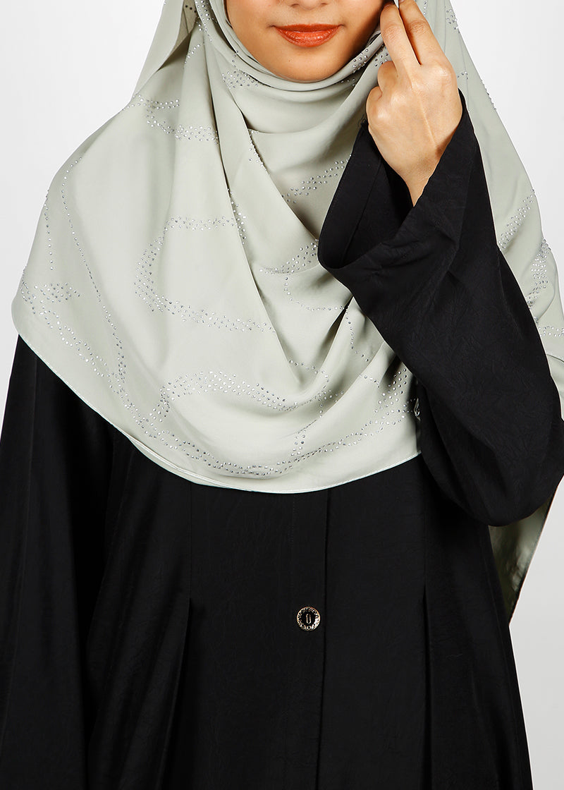 BeingMuslims Chic Diamond Work Chiffon Sea Green Hijab