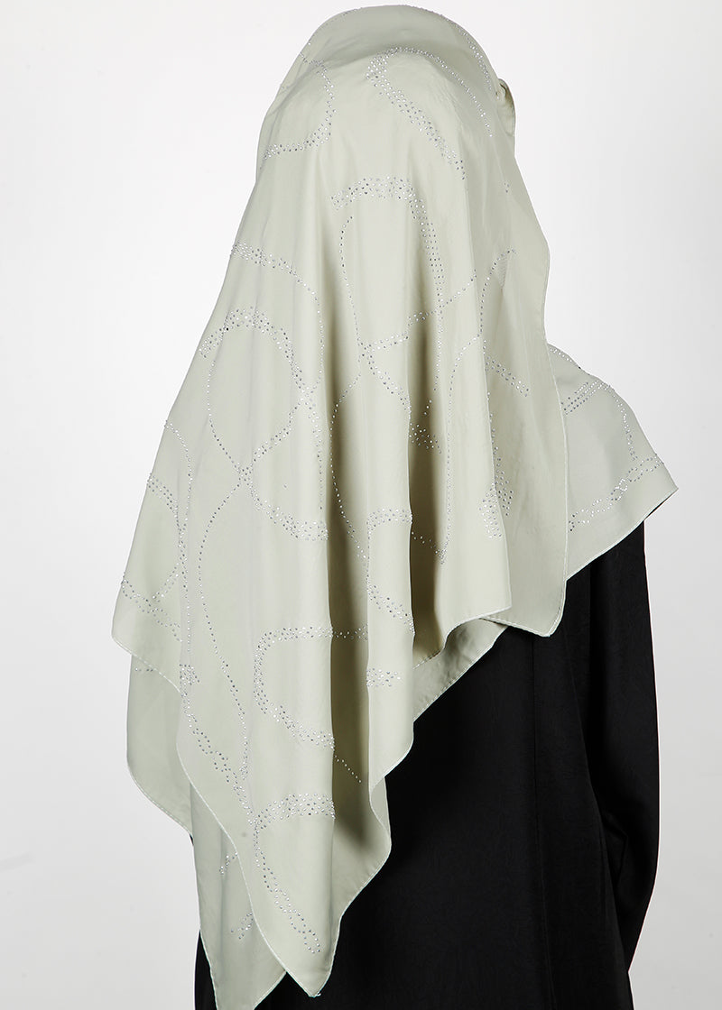 BeingMuslims Chic Diamond Work Chiffon Sea Green Hijab