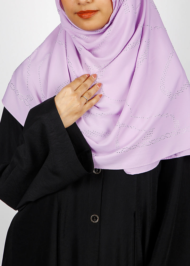 BeingMuslims Chic Diamond Work Chiffon Lilac Hijab