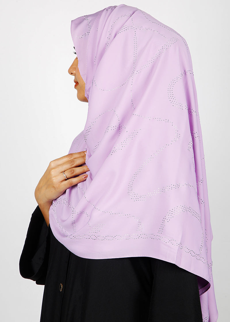 BeingMuslims Chic Diamond Work Chiffon Lilac Hijab