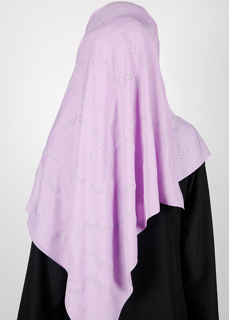 BeingMuslims Chic Diamond Work Chiffon Lilac Hijab