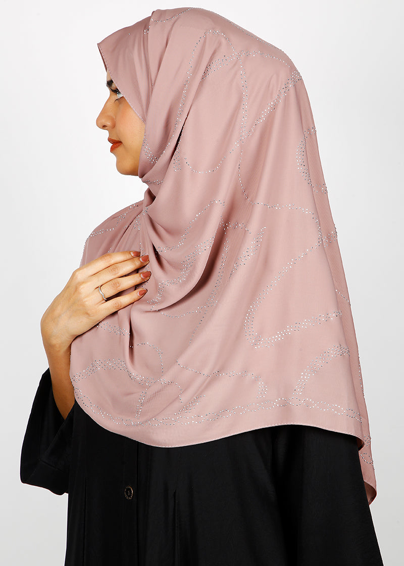 BeingMuslims Chic Diamond Work Chiffon Mauve Hijab