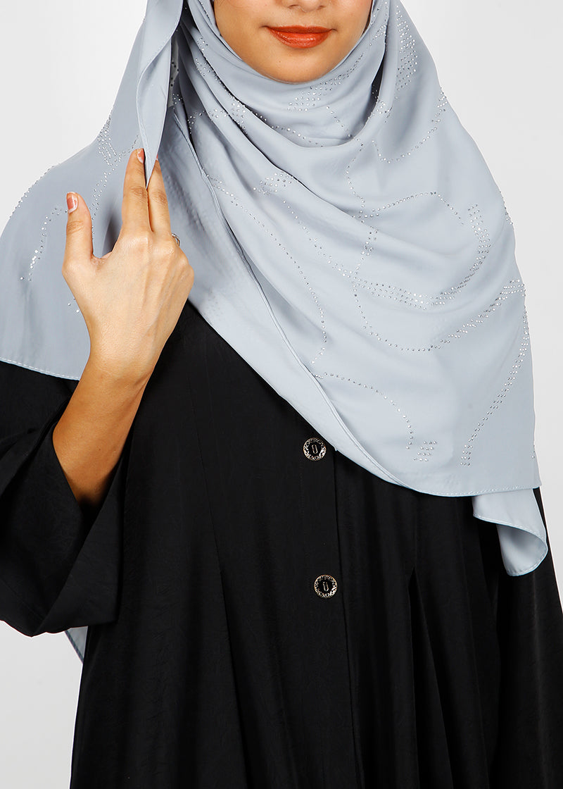BeingMuslims Chic Diamond Work Chiffon Blue Hijab