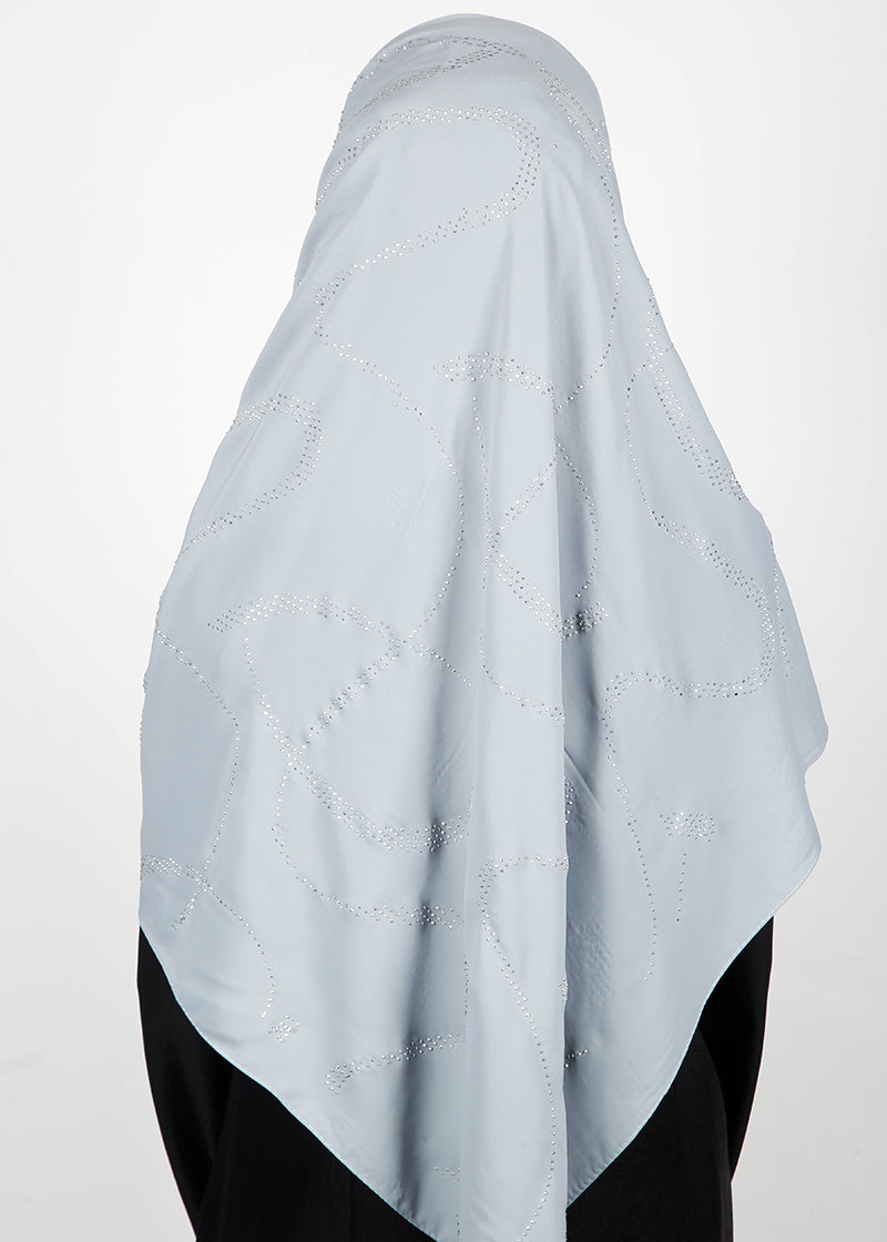 BeingMuslims Chic Diamond Work Chiffon Pale Blue Hijab