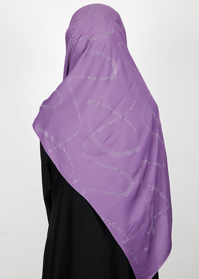 BeingMuslims Chic Diamond Work Chiffon Purple Hijab