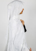 BeingMuslims Chic Diamond Work Chiffon White Hijab