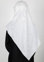 BeingMuslims Chic Diamond Work Chiffon White Hijab
