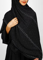 BeingMuslims Trendy Diamond Work Chiffon Black Hijab