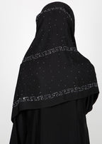 BeingMuslims Trendy Diamond Work Chiffon Black Hijab