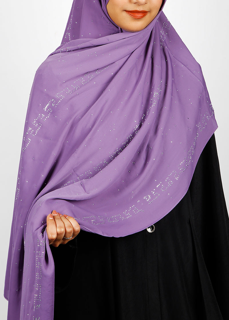 BeingMuslims Trendy Diamond Work Chiffon Lavender Hijab