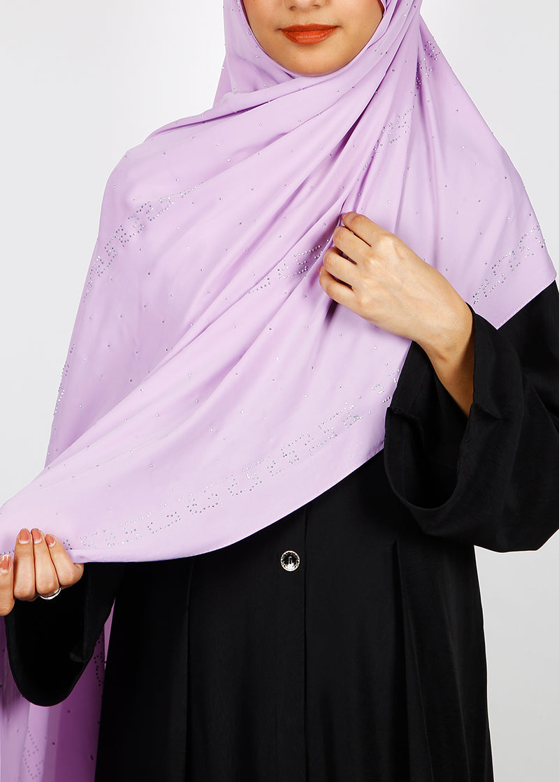 BeingMuslims Trendy Diamond Work Chiffon Lilac Hijab