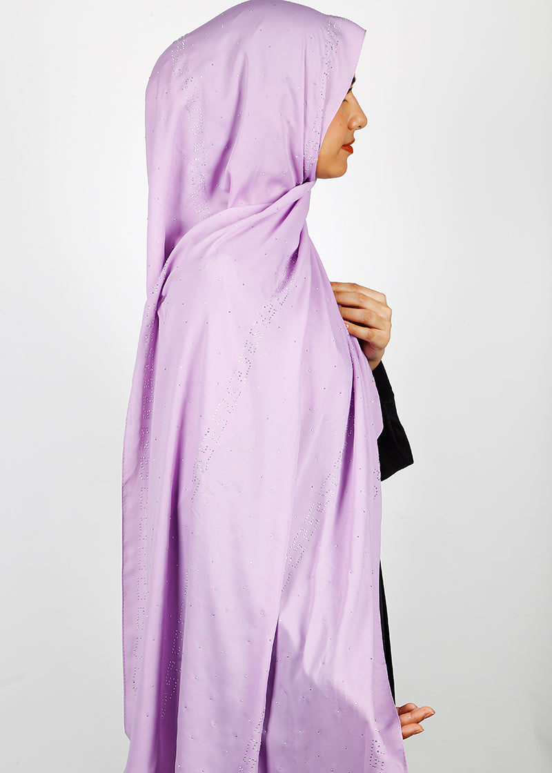 BeingMuslims Trendy Diamond Work Chiffon Lilac Hijab