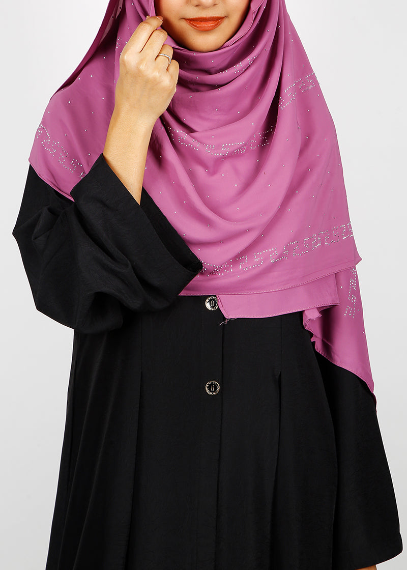BeingMuslims Trendy Diamond Work Chiffon Mulberry Hijab