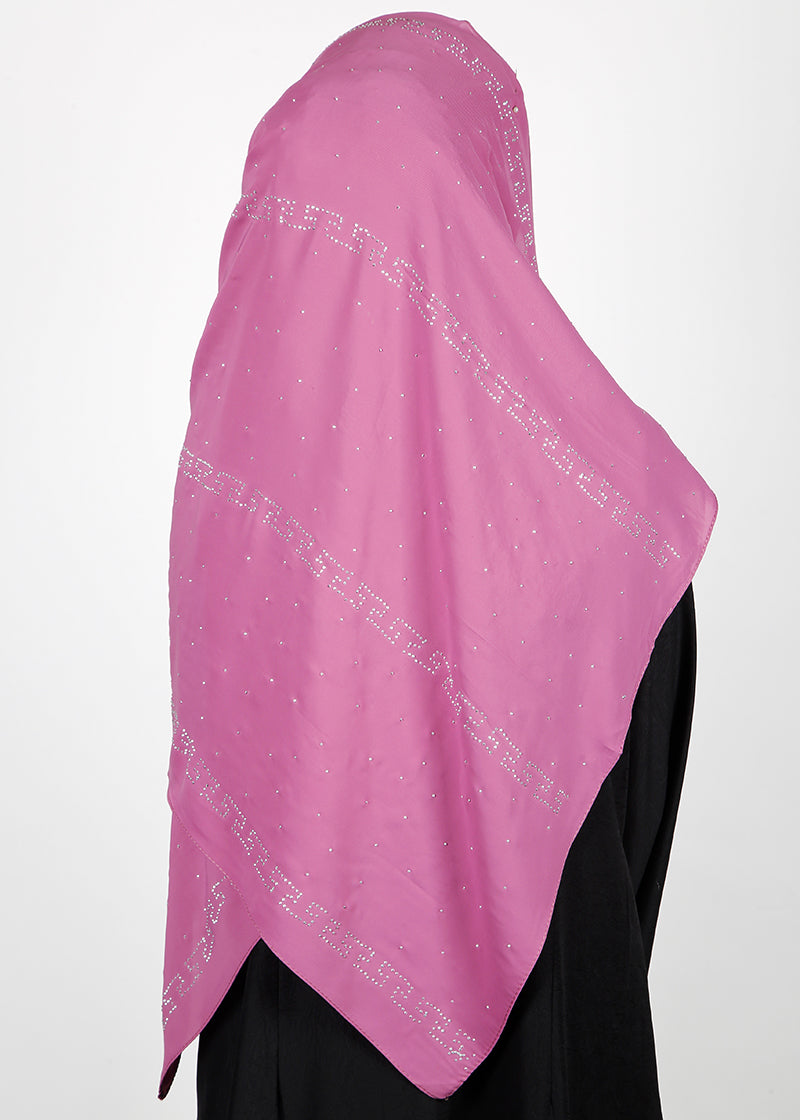 BeingMuslims Trendy Diamond Work Chiffon Mulberry Hijab