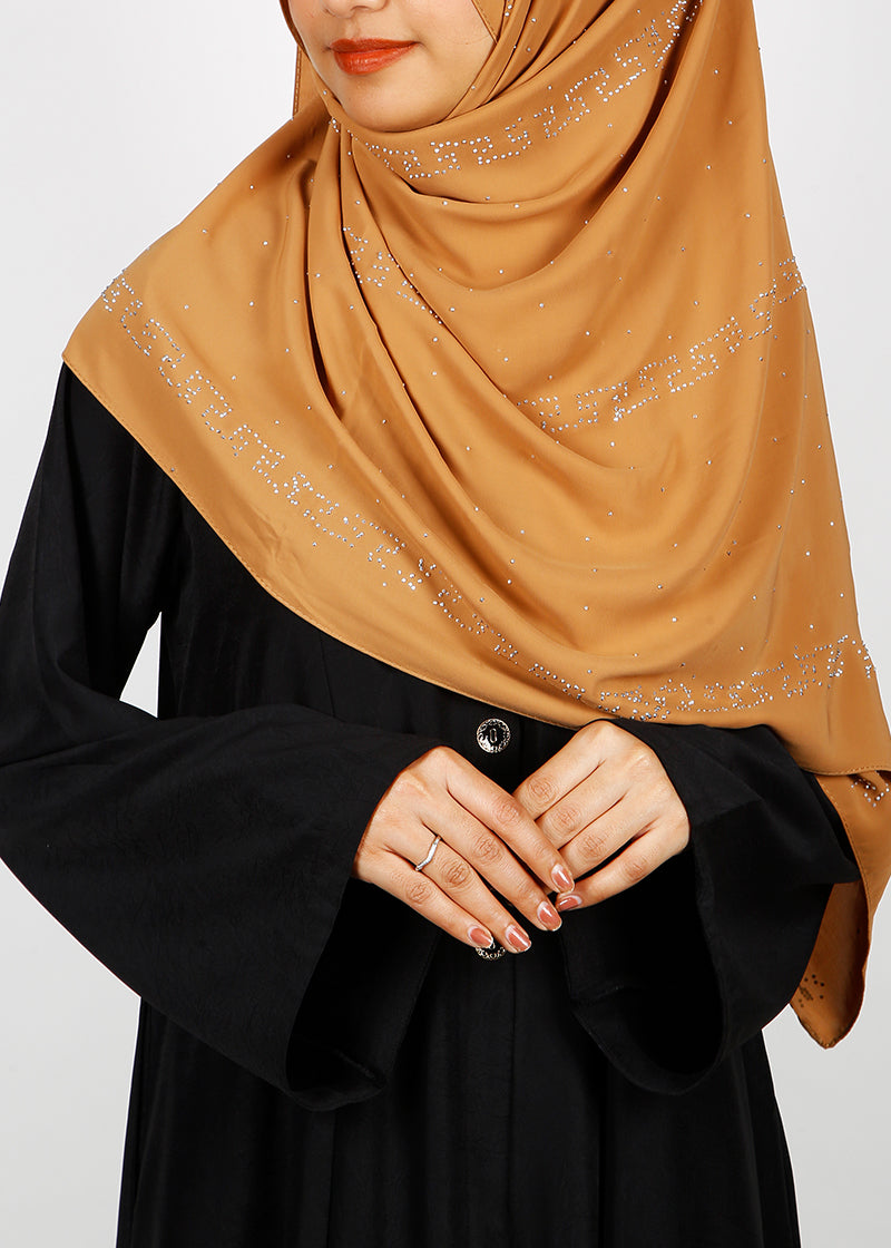 BeingMuslims Trendy Diamond Work Chiffon Mustard Hijab