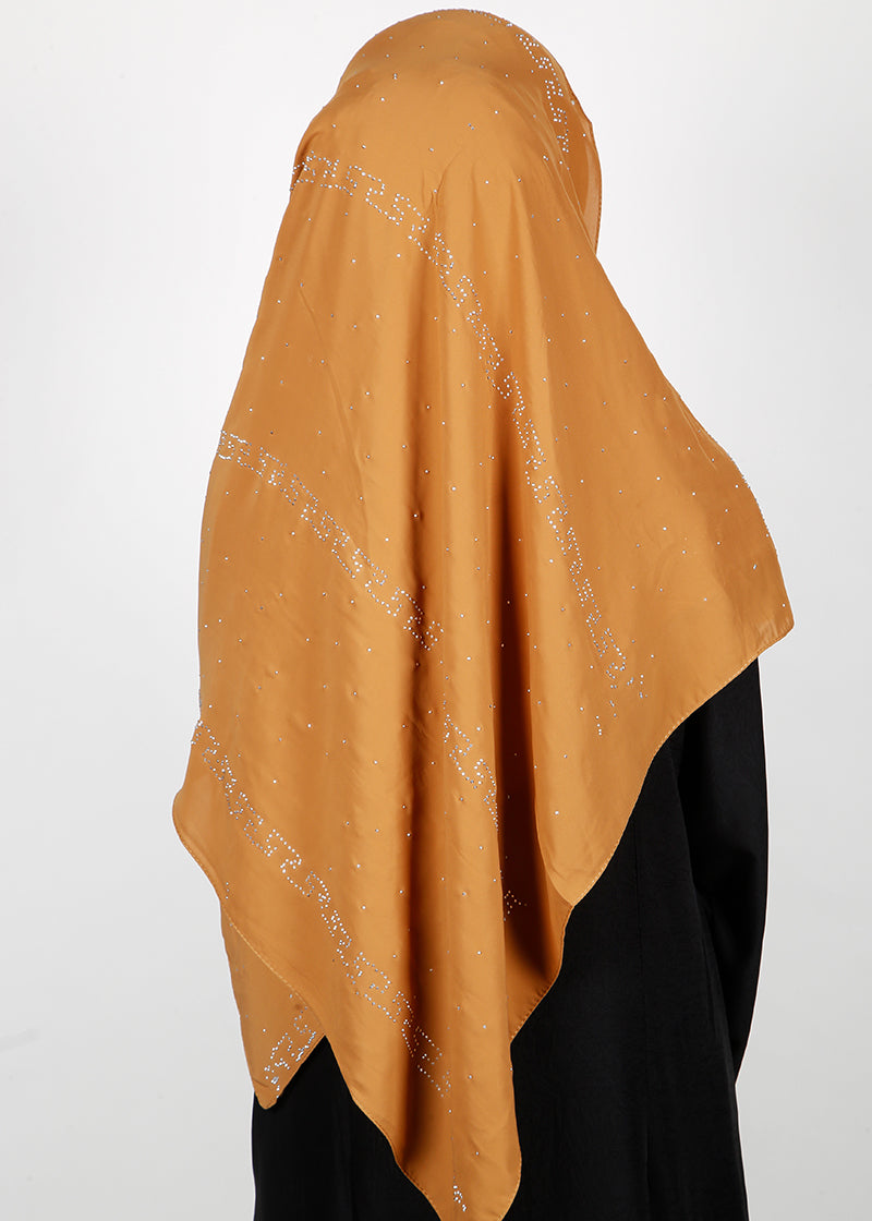 BeingMuslims Trendy Diamond Work Chiffon Mustard Hijab