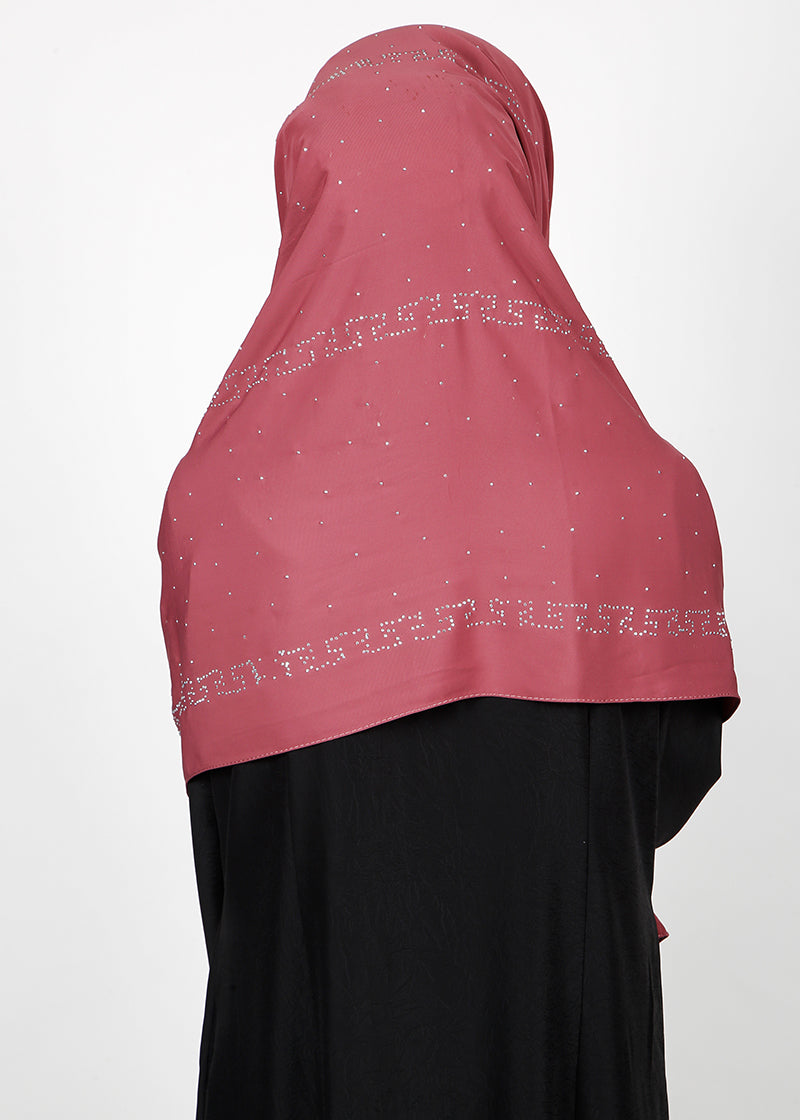BeingMuslims Trendy Diamond Work Chiffon Rust Hijab