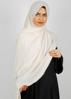 BeingMuslims Trendy Diamond Work Chiffon Off white Hijab