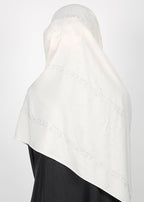 BeingMuslims Trendy Diamond Work Chiffon Off white Hijab