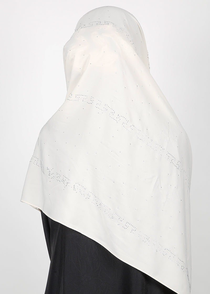 BeingMuslims Trendy Diamond Work Chiffon Off white Hijab