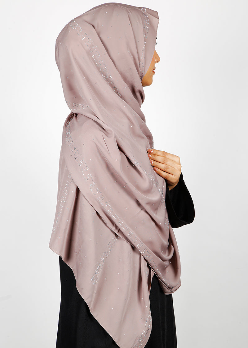 BeingMuslims Trendy Diamond Work Chiffon Taupe Hijab