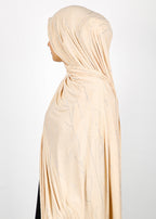 BeingMuslims Elegant Diamond Work Jersey Almond Hijab