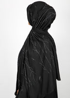 BeingMuslims Elegant Diamond Work Jersey Black Hijab