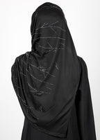 BeingMuslims Elegant Diamond Work Jersey Black Hijab