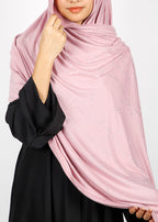 BeingMuslims Elegant Diamond Work Jersey Dusty Rose Hijab