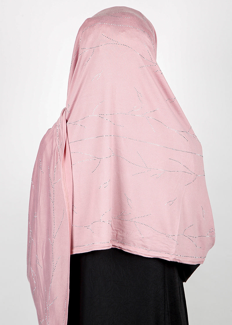 BeingMuslims Elegant Diamond Work Jersey Dusty Rose Hijab