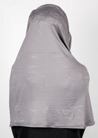 BeingMuslims Elegant Diamond Work Jersey Grey Hijab