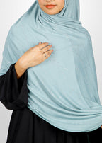 BeingMuslims Elegant Diamond Work Jersey Ice Blue Hijab
