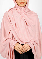 BeingMuslims Elegant Diamond Work Jersey Light Pink Hijab