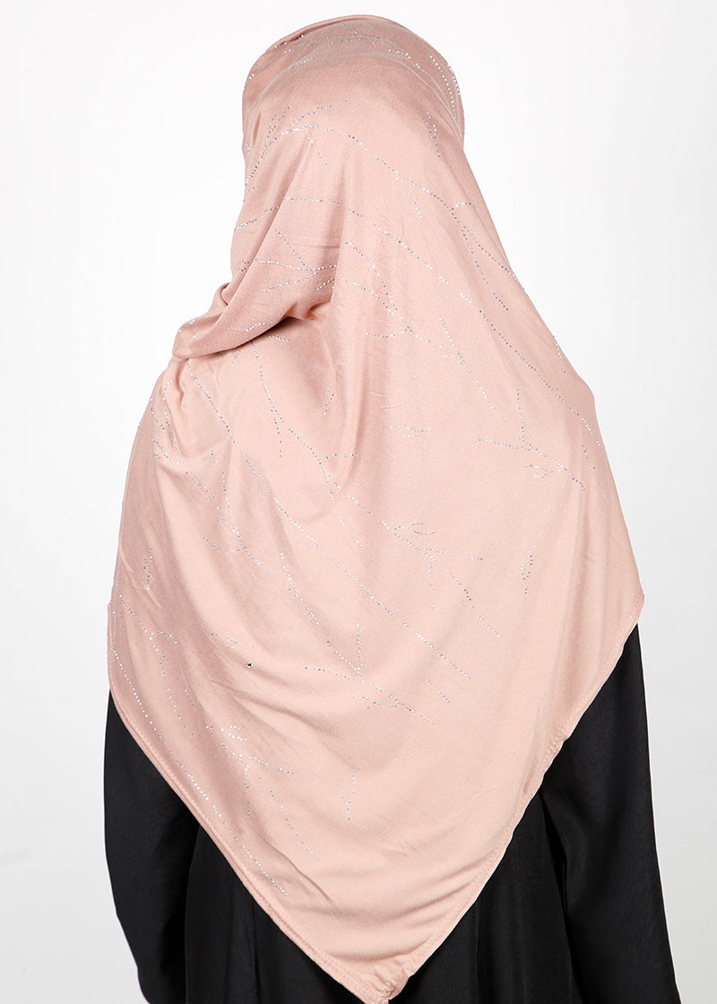 BeingMuslims Elegant Diamond Work Jersey Salmon Hijab