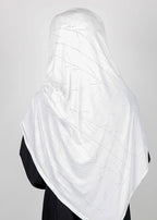 BeingMuslims Elegant Diamond Work Jersey White Hijab