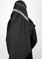 BeingMuslims Cutdana Work Black Bubble Satin Hijab