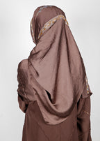 BeingMuslims Cutdana Work Brown Bubble Satin Hijab