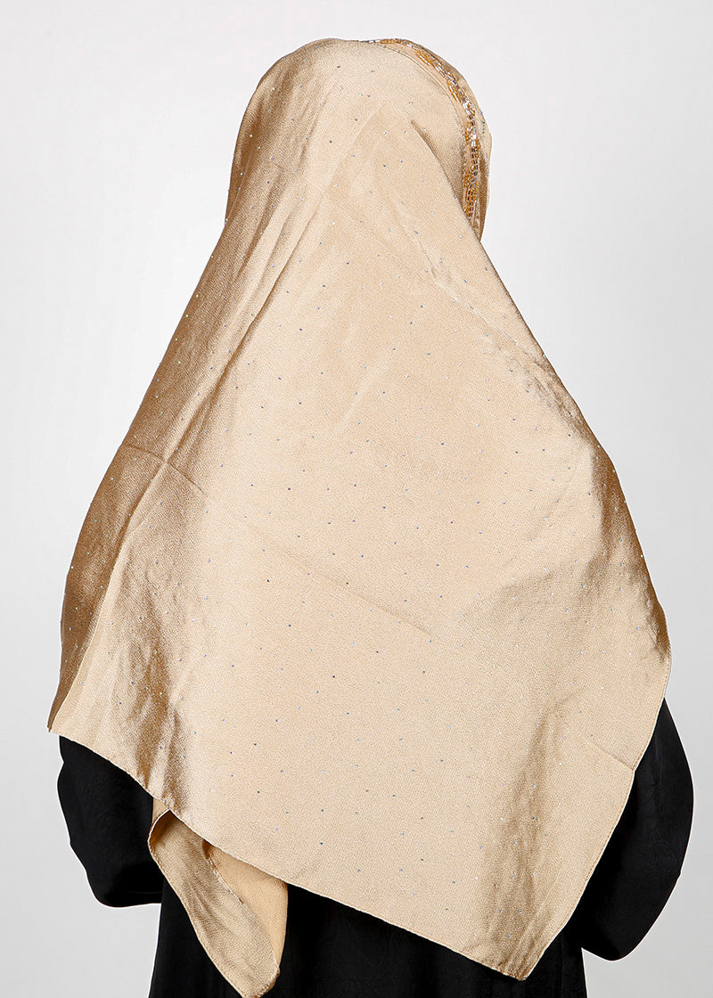 BeingMuslims Cutdana Work Golden Bubble Satin Hijab