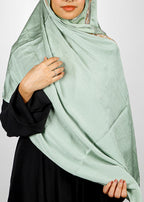 BeingMuslims Cutdana Work Light Green Bubble Satin Hijab
