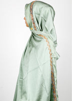 BeingMuslims Cutdana Work Light Green Bubble Satin Hijab