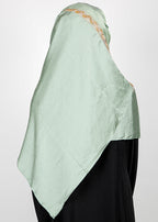 BeingMuslims Cutdana Work Light Green Bubble Satin Hijab