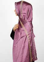 BeingMuslims Cutdana Work Purple Bubble Satin Hijab
