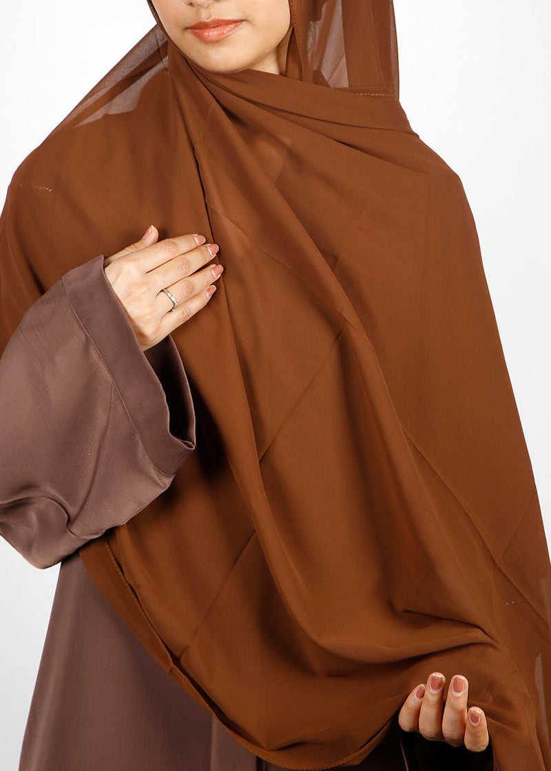 BeingMuslims Classic Luxe Georgette Brown Hijab