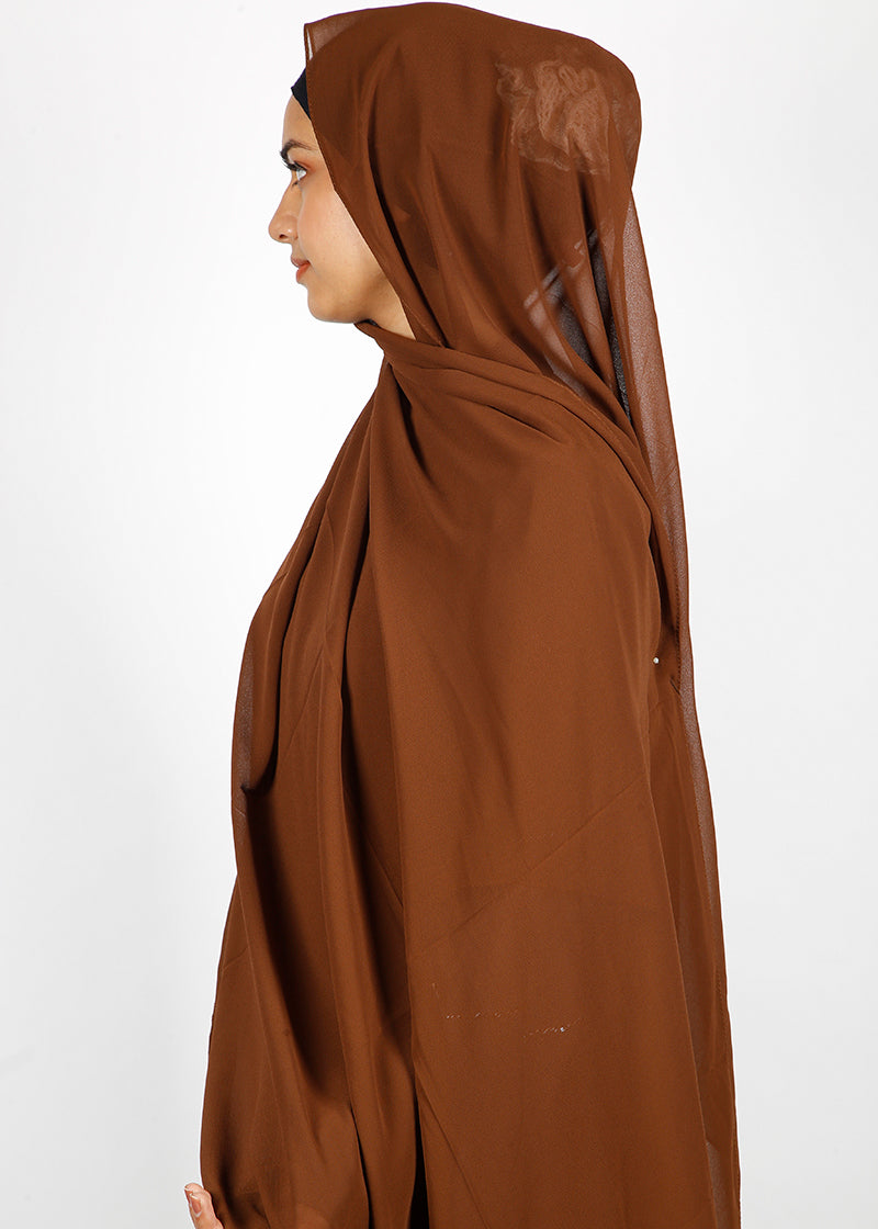 BeingMuslims Classic Luxe Georgette Brown Hijab