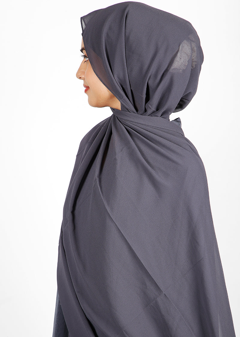 BeingMuslims Classic Luxe Georgette Grey Hijab
