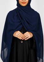 BeingMuslims Classic Luxe Georgette Navy Blue Hijab